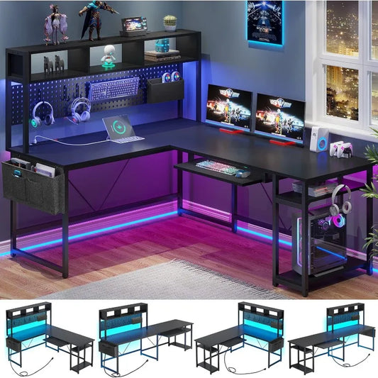 L Shaped Gaming Computer Desk Reversible