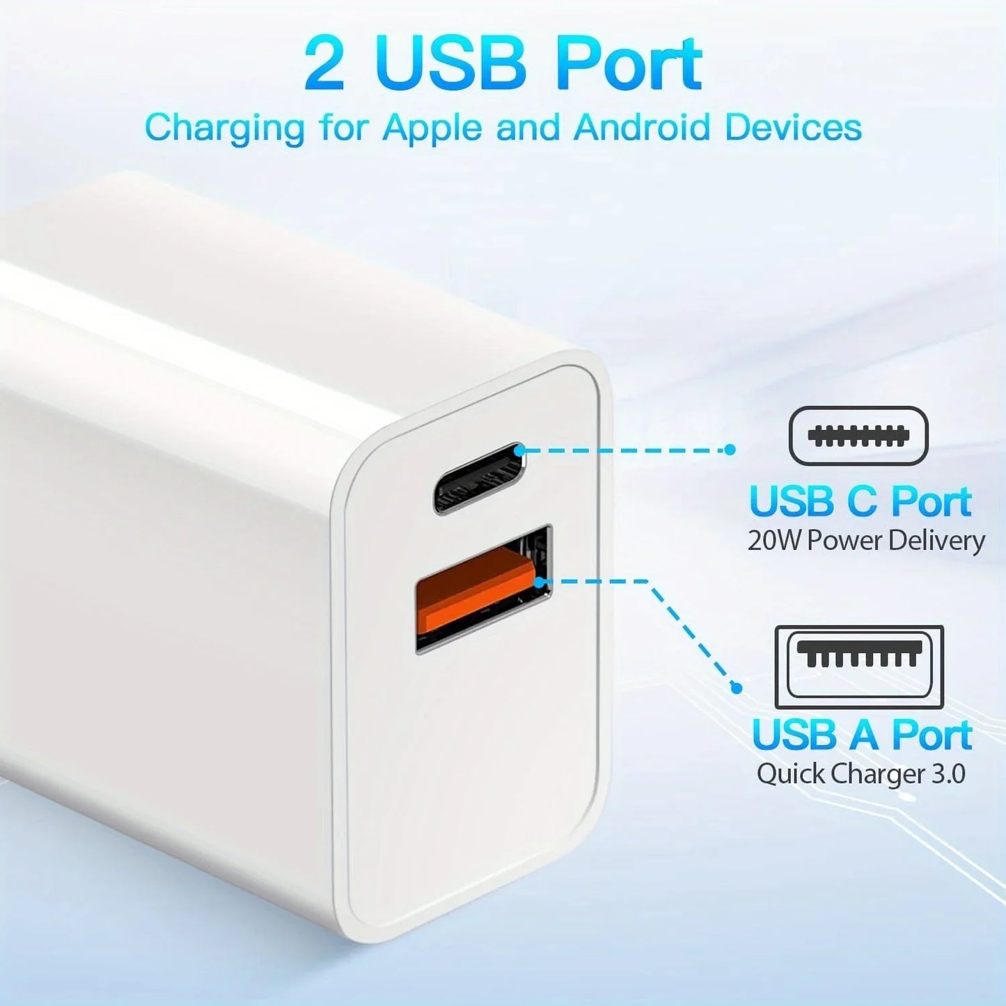 [2 Pack] Wall Charger Dual Port Block