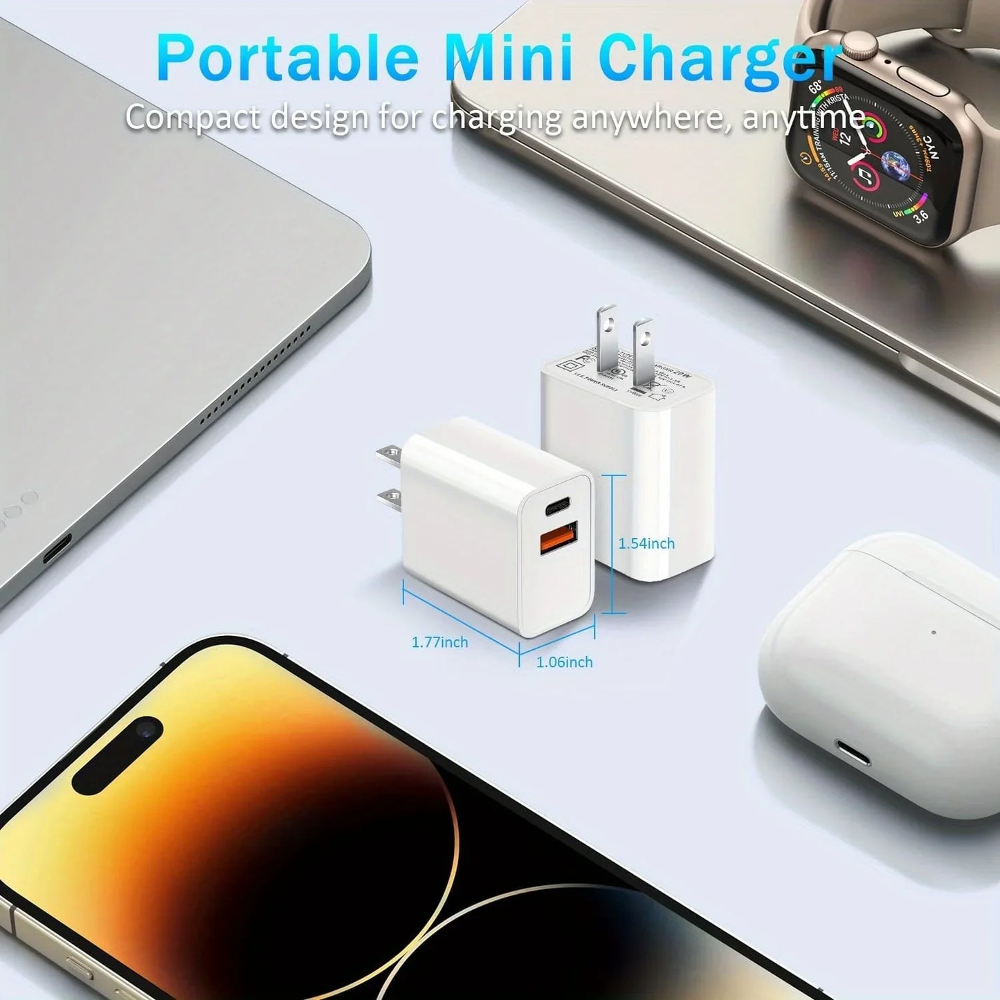 [2 Pack] Wall Charger Dual Port Block