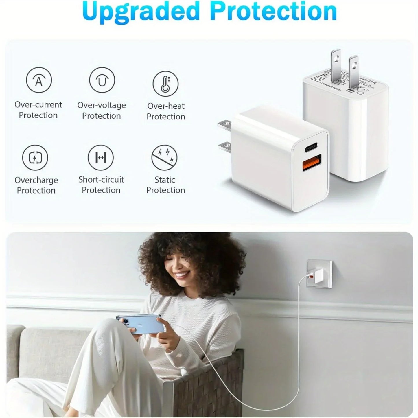 [2 Pack] Wall Charger Dual Port Block