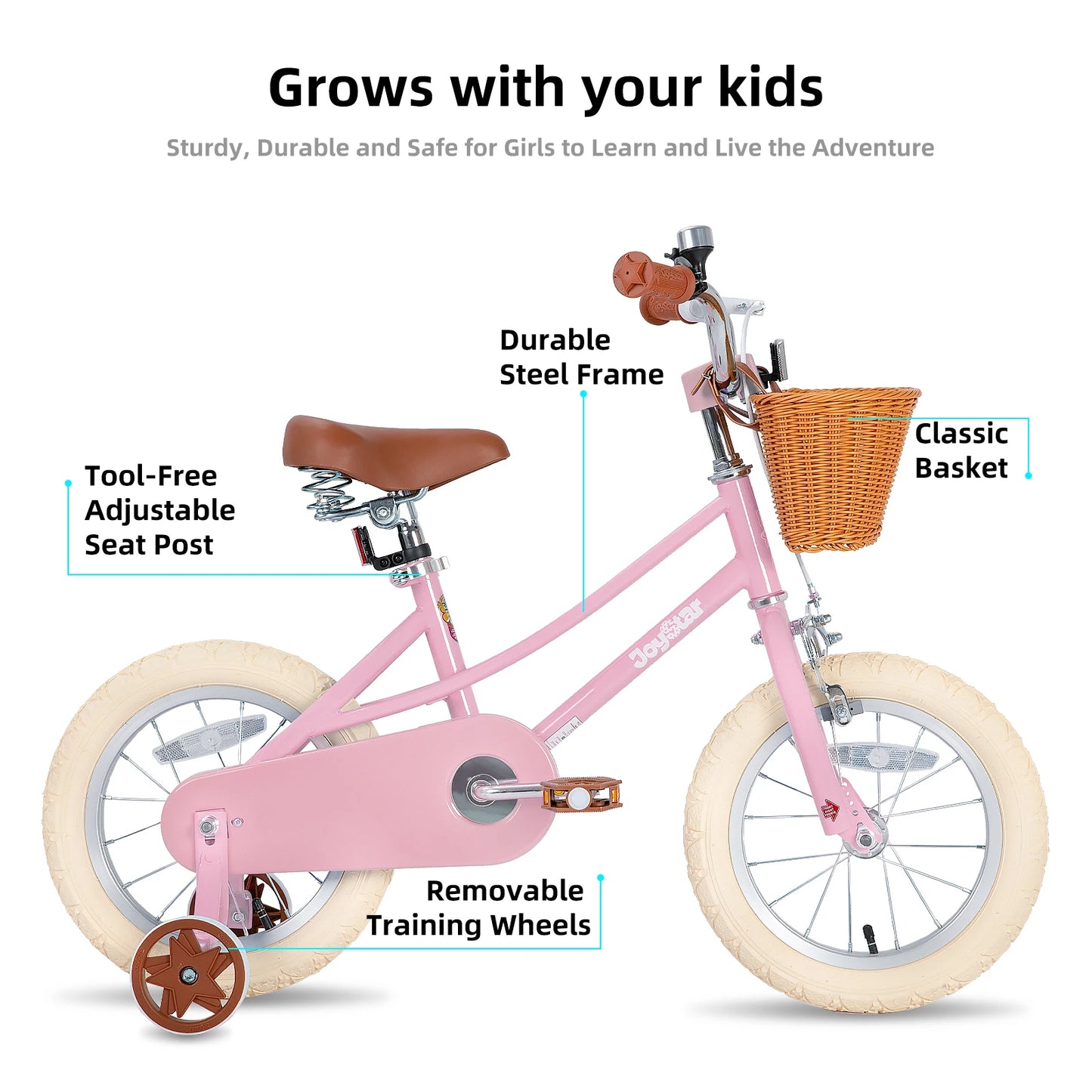 Girls Bike with Training Wheels Retro Style